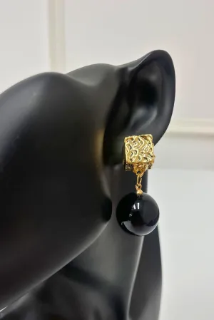 Lustrous Black Pearl Earrings