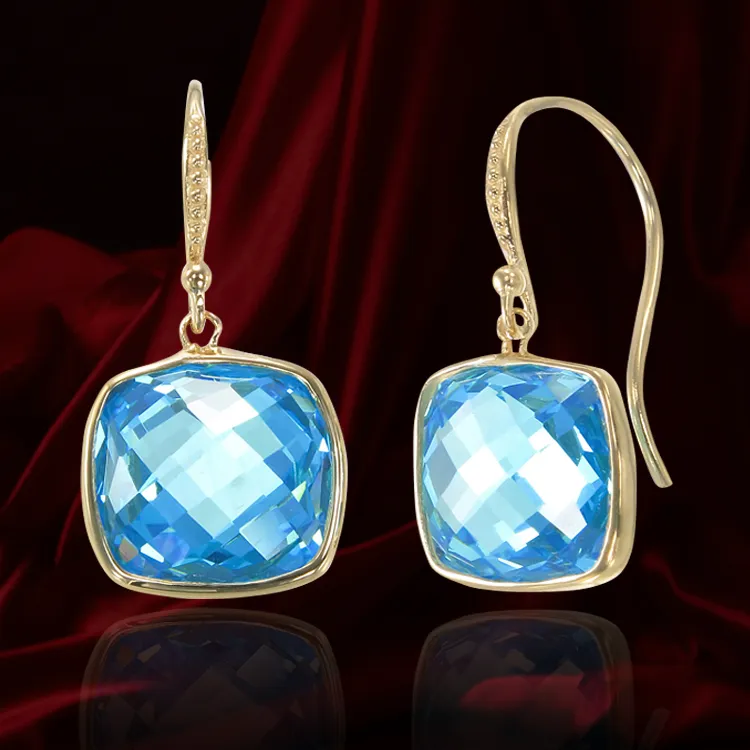 Lustrous Blue 18K Gold Vermeil Earrings