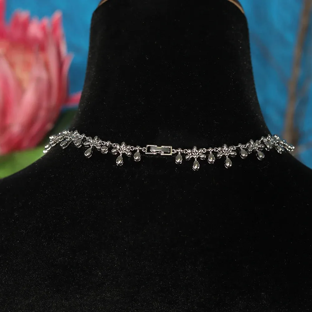 Luxury Crystal 2pcs Geometric Necklace & Earring Set Dubai Bridal Zirconia Jewelry