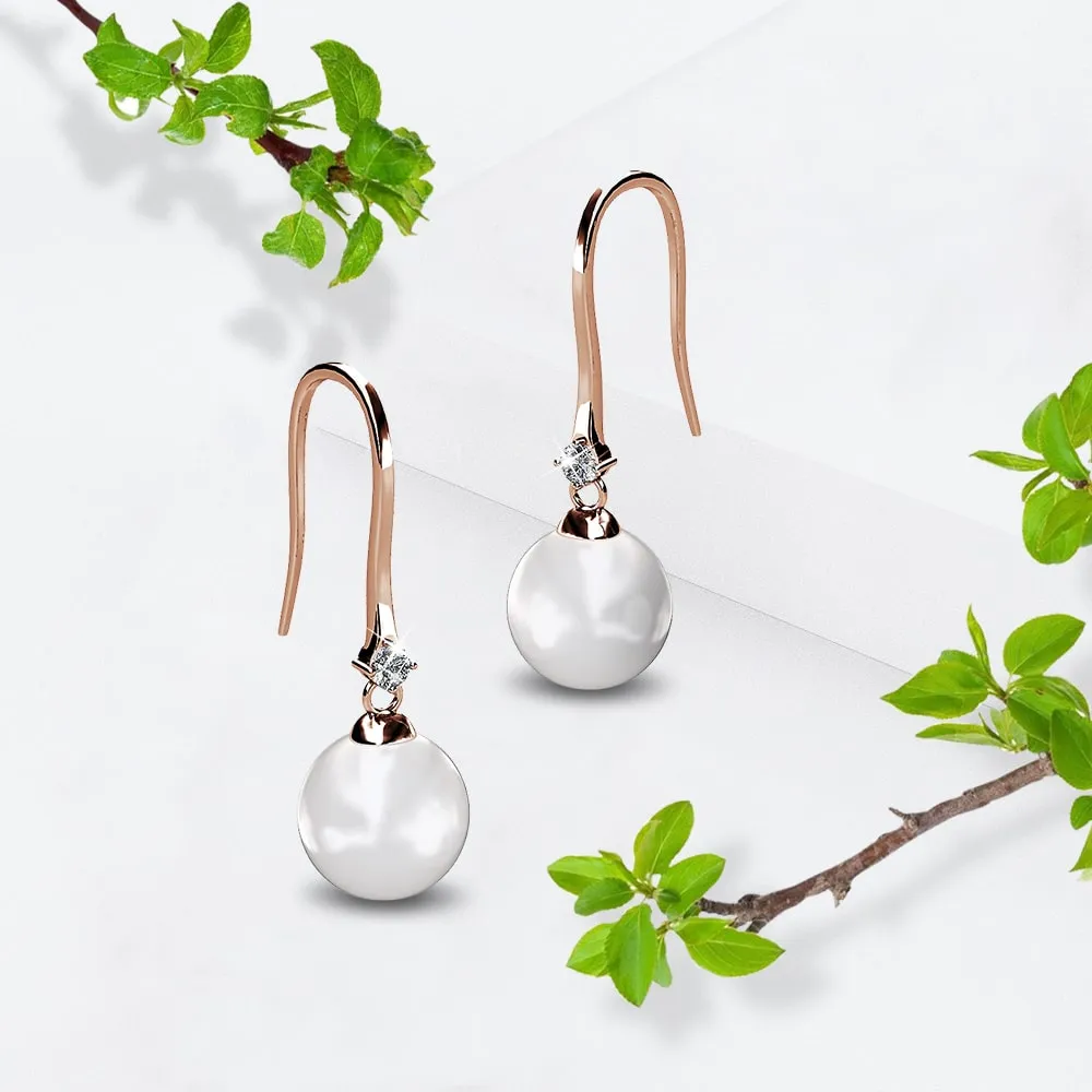 Magnificent Pearl Hook Earrings Embellished With SWAROVSKI Crystals