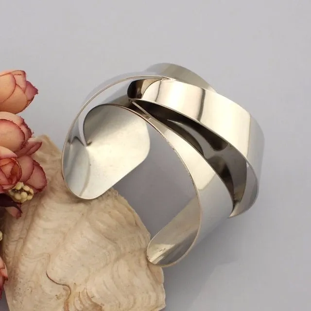 Make A Statement with this Unique Sophisticated Modern Sculptural Art Design Cuff Bracelets For Women Fashion in Gold or Silver Jewelry