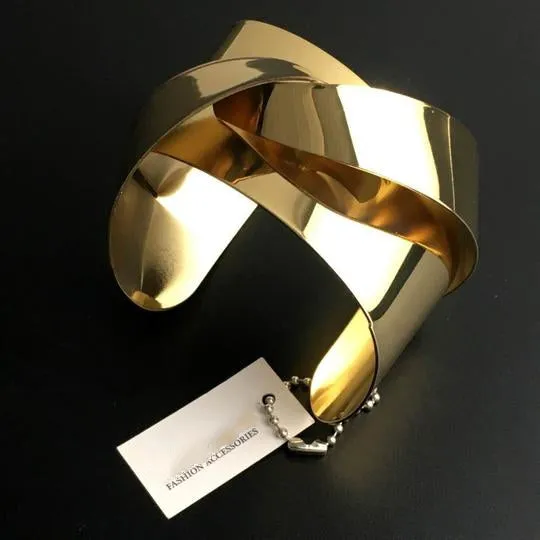 Make A Statement with this Unique Sophisticated Modern Sculptural Art Design Cuff Bracelets For Women Fashion in Gold or Silver Jewelry