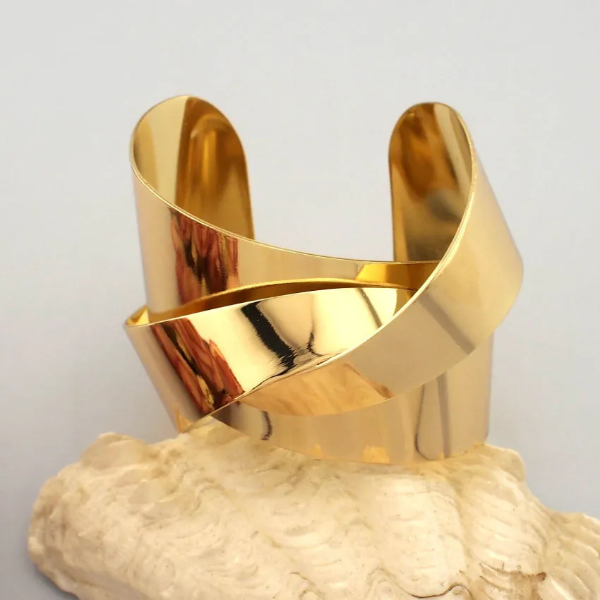 Make A Statement with this Unique Sophisticated Modern Sculptural Art Design Cuff Bracelets For Women Fashion in Gold or Silver Jewelry