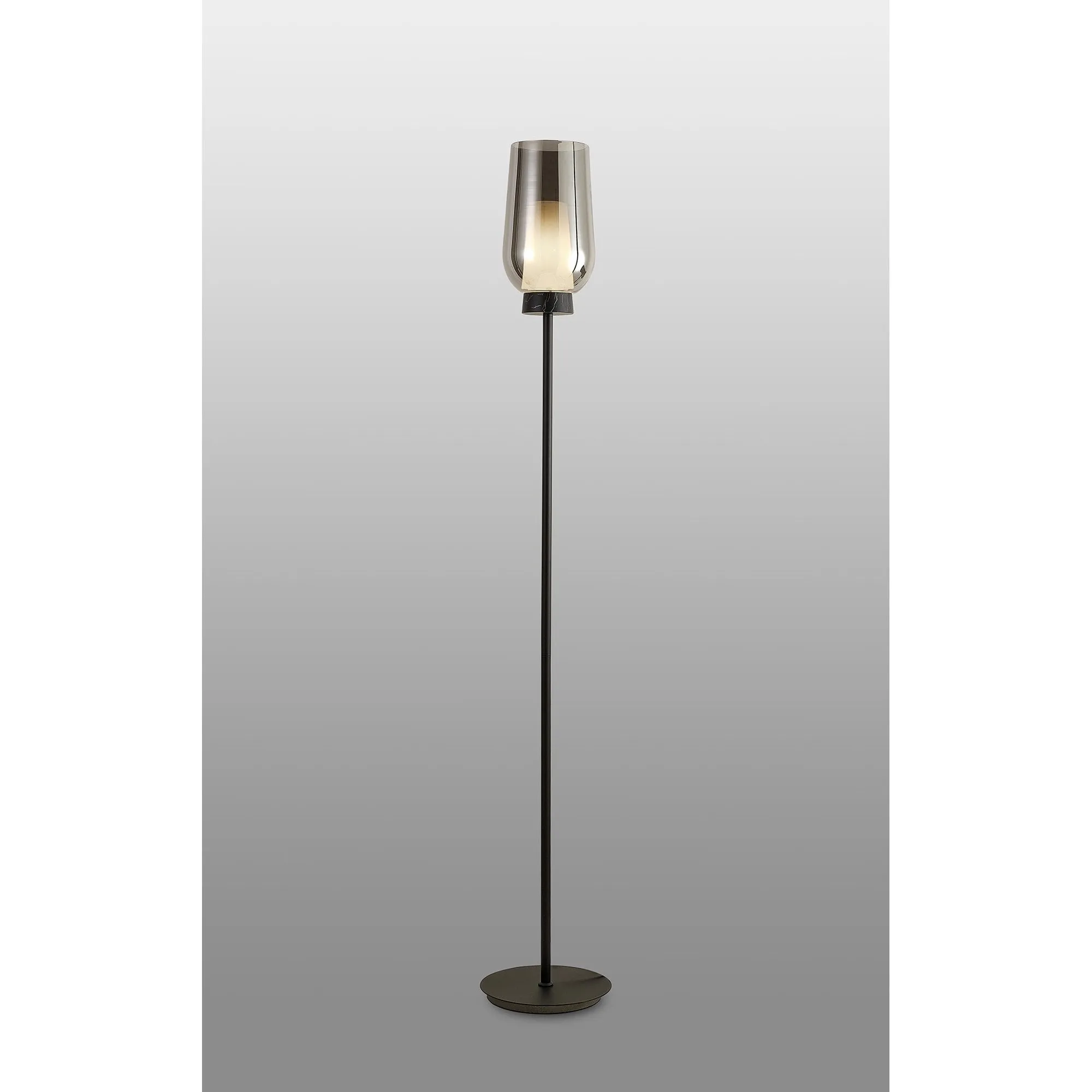 Mantra M8290 Nora Floor Lamp Black/Black Marble/Chrome Glass With Frosted Inner