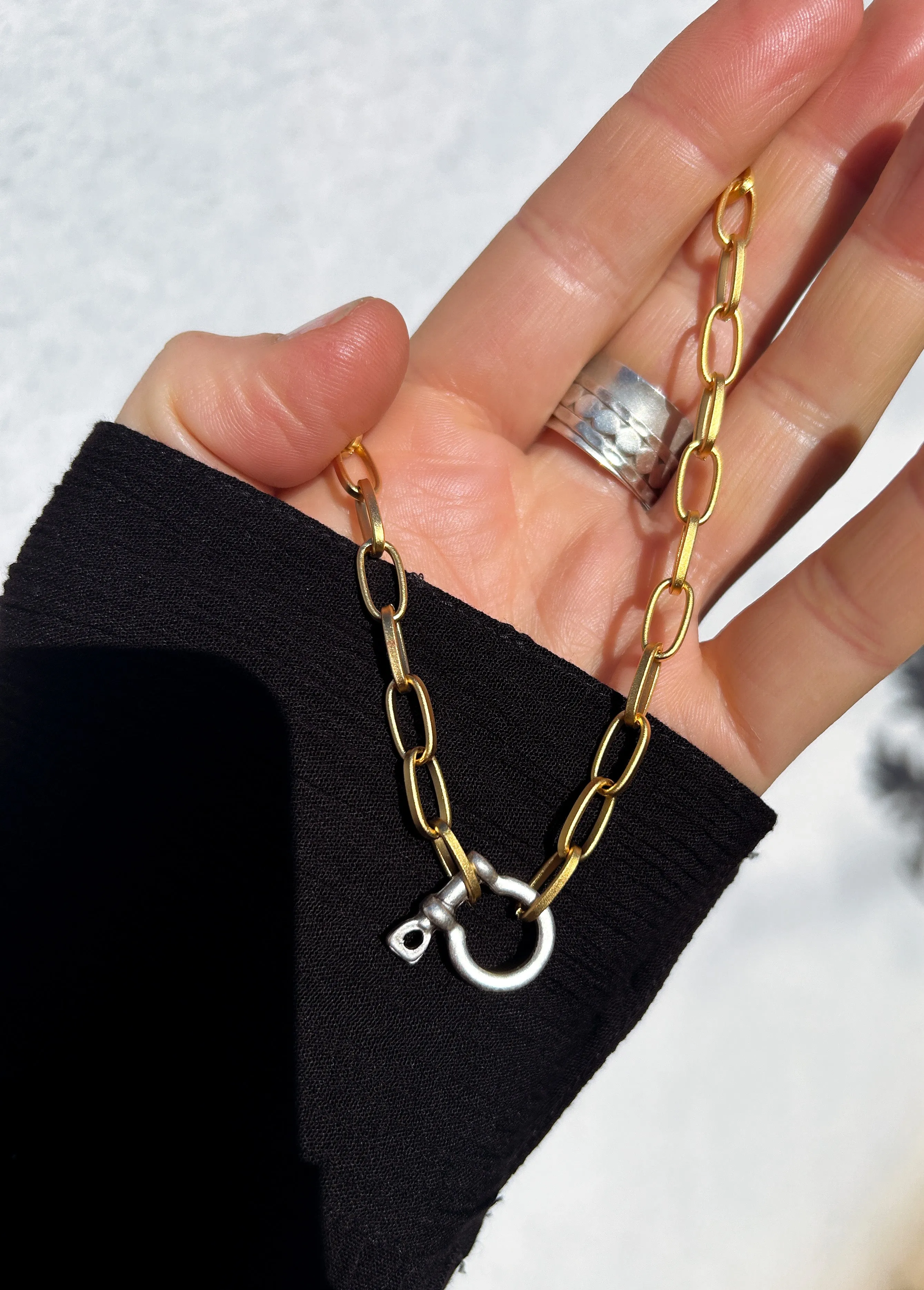 Matte Mixed Metal Shackle Necklace