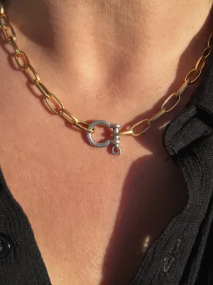 Matte Mixed Metal Shackle Necklace