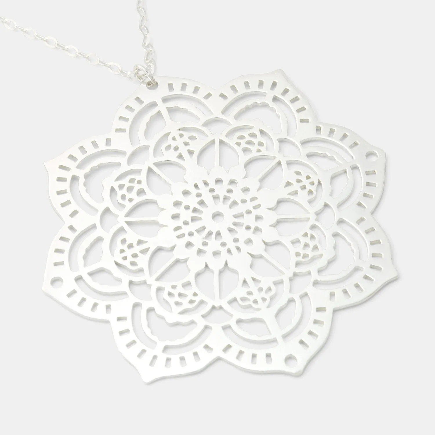 Mehndi Mandala Silver Pendant Necklace