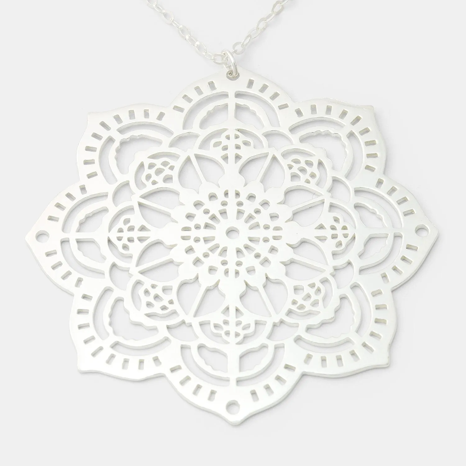 Mehndi Mandala Silver Pendant Necklace