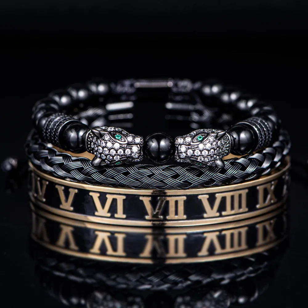 Men Handmade Stone Beads Bracelet Set