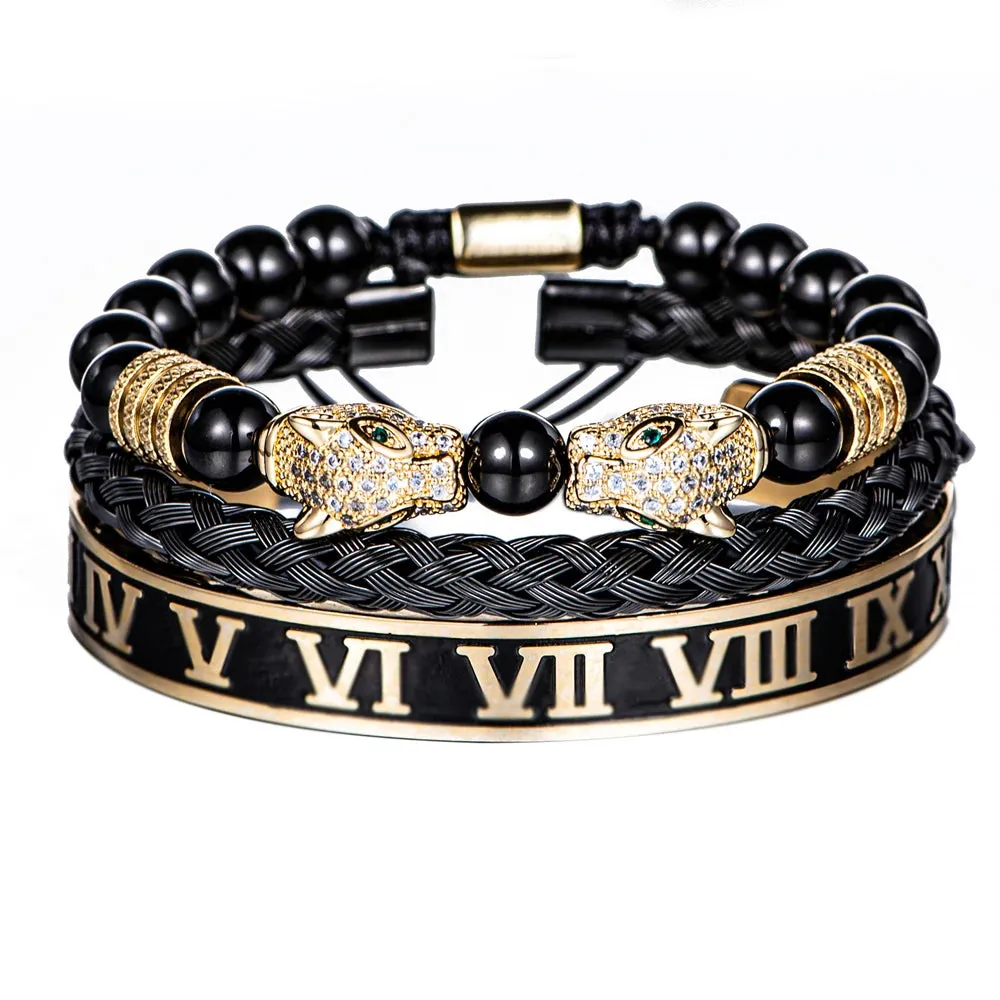 Men Handmade Stone Beads Bracelet Set