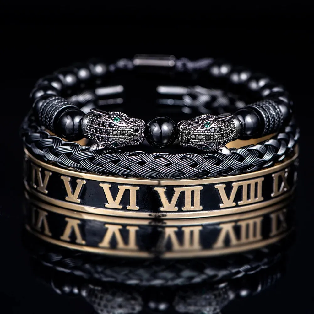 Men Handmade Stone Beads Bracelet Set
