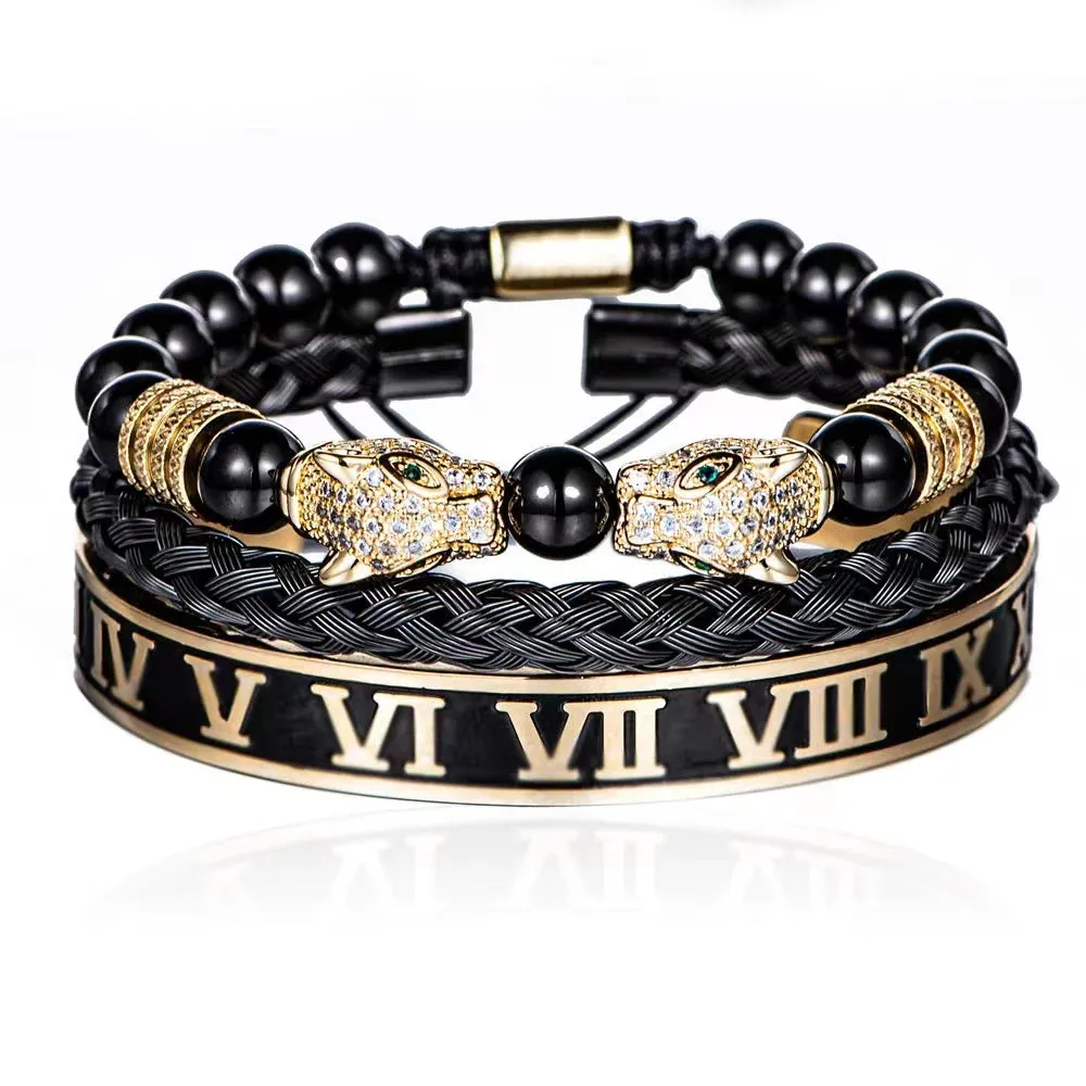 Men Handmade Stone Beads Bracelet Set