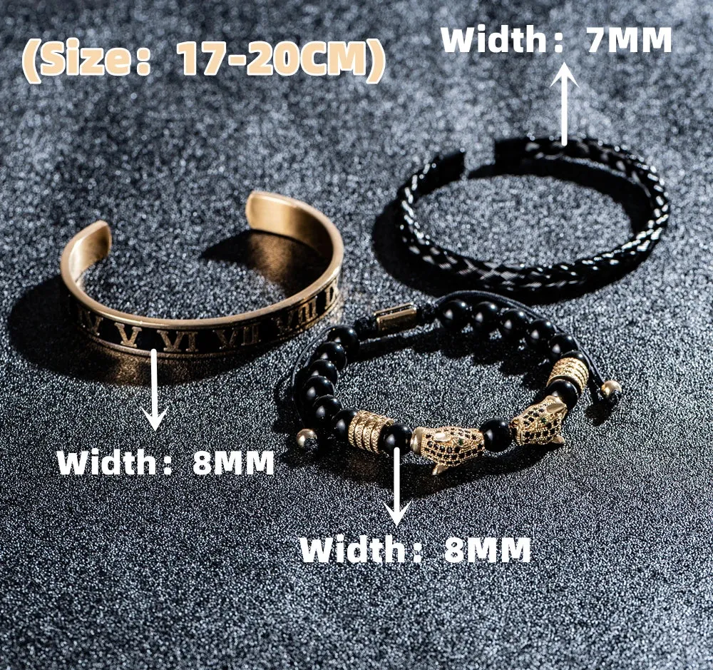 Men Handmade Stone Beads Bracelet Set