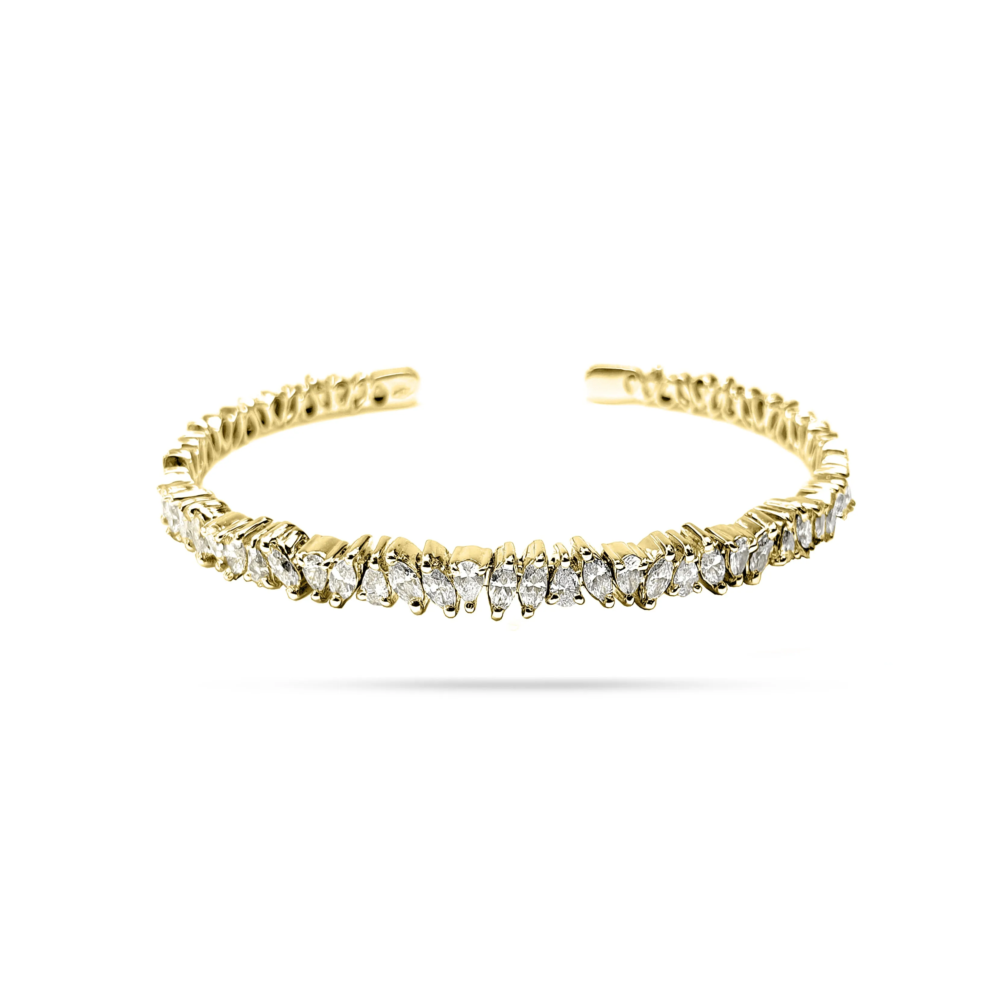 Messy Pear and Marquise Diamond Open Bangle