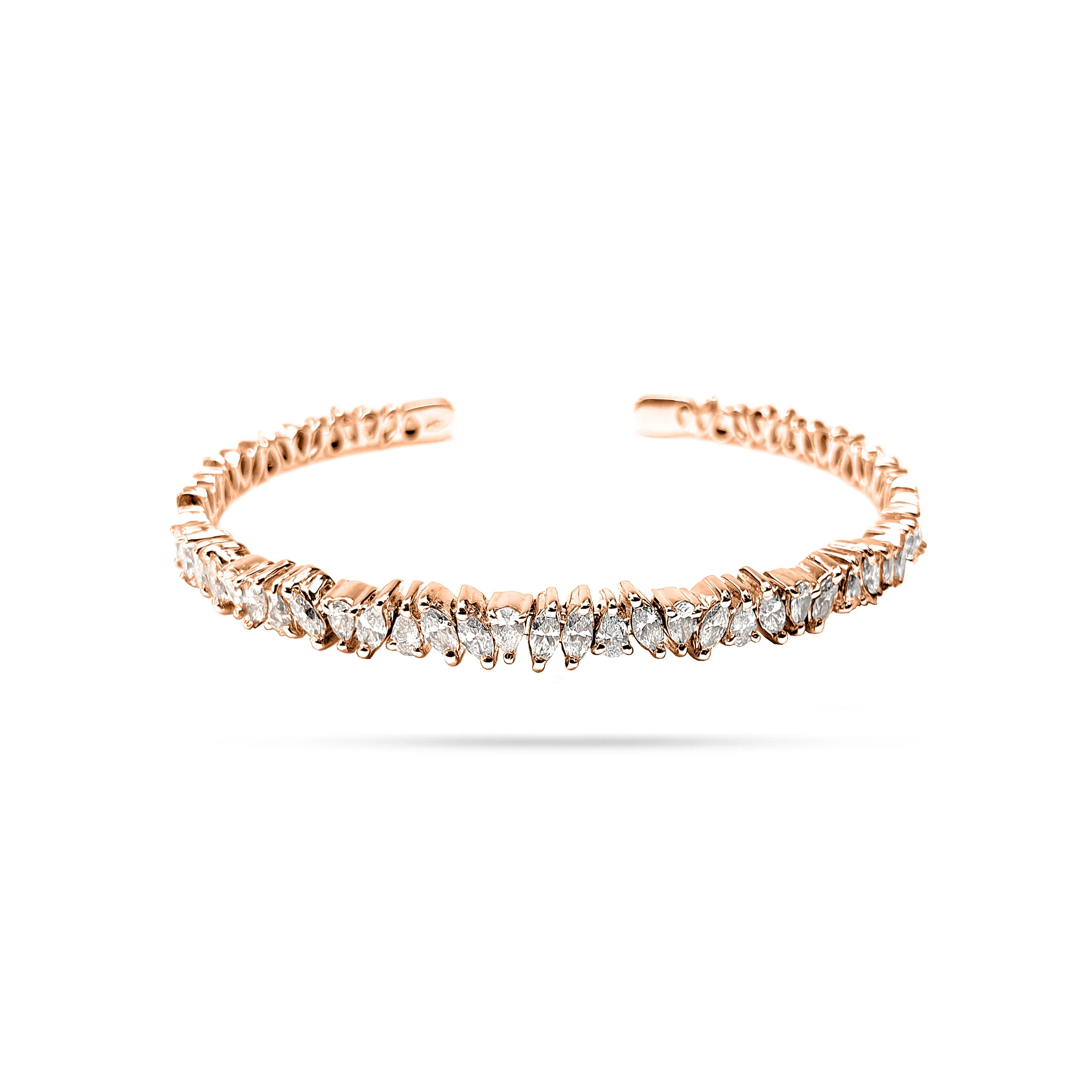Messy Pear and Marquise Diamond Open Bangle