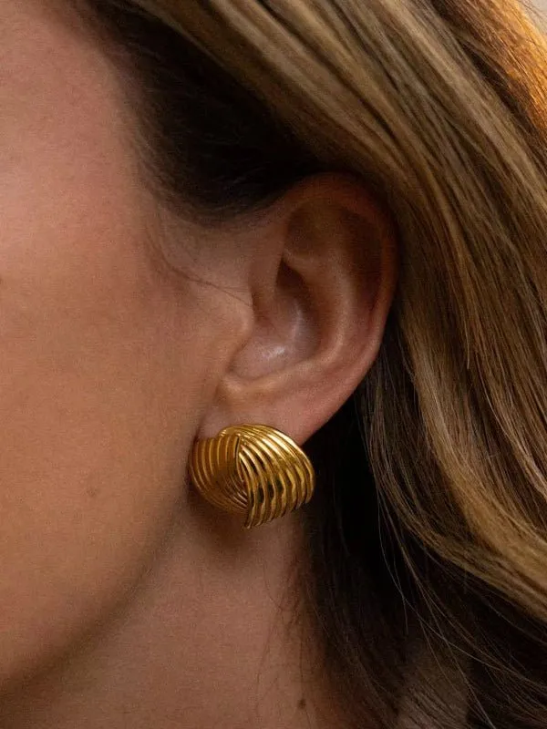 Metallic Striped Texture Twisted Earrings