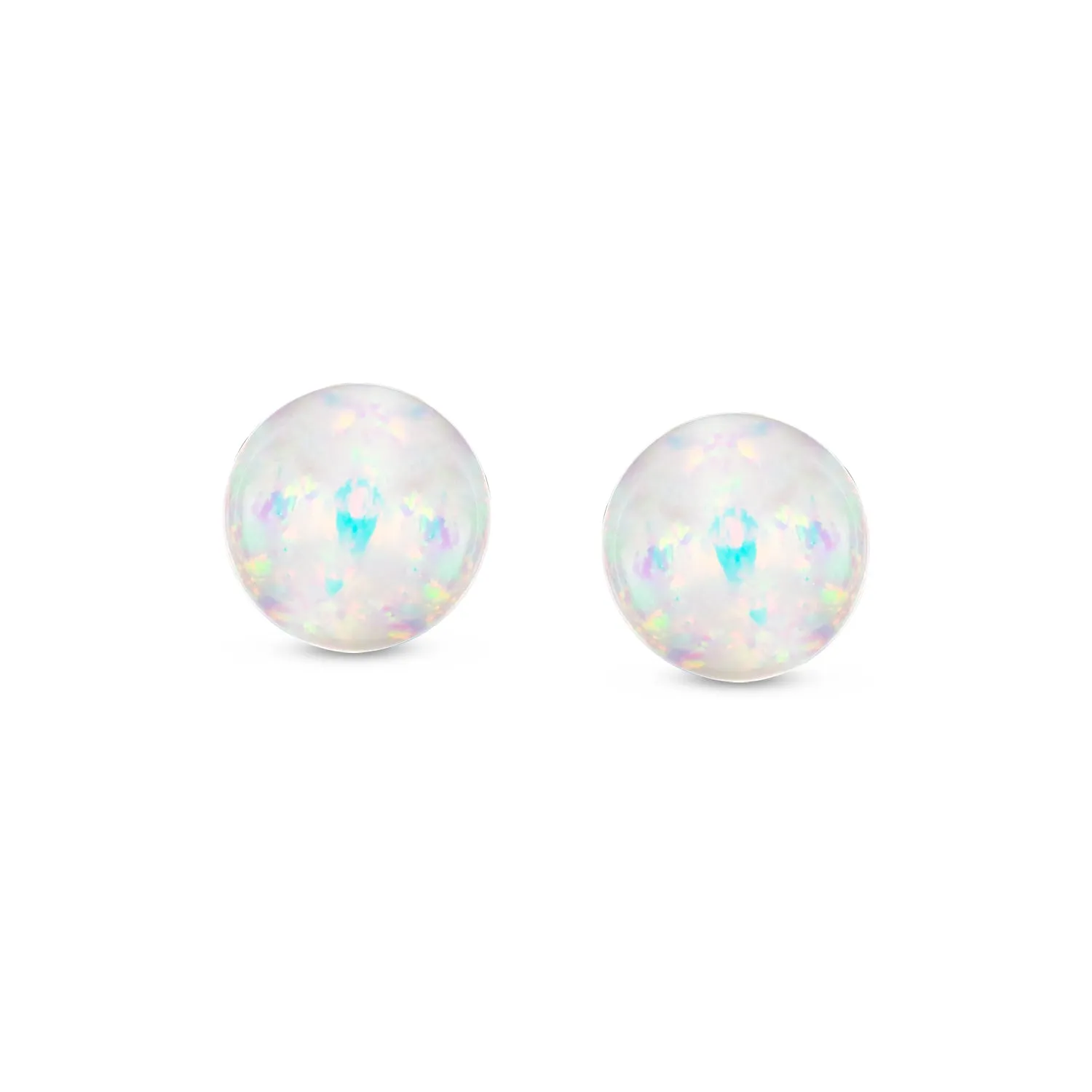 Minimalist Drop Ball Earrings with Opalescent Opal Beads - October Birthstone 6MM