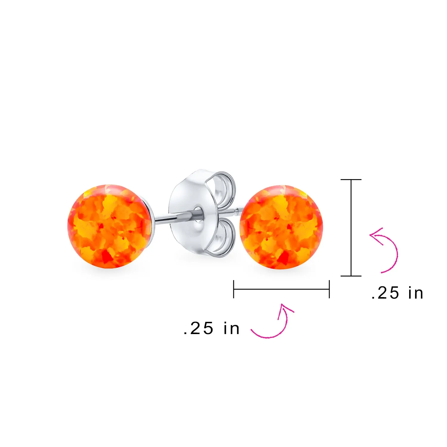 Minimalist Drop Ball Earrings with Opalescent Opal Beads - October Birthstone 6MM