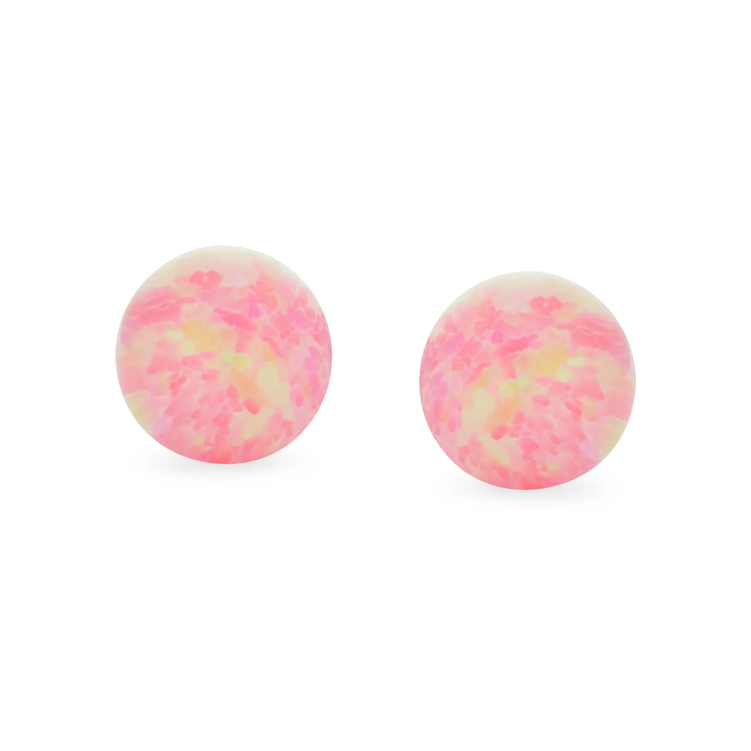 Minimalist Drop Ball Earrings with Opalescent Opal Beads - October Birthstone 6MM