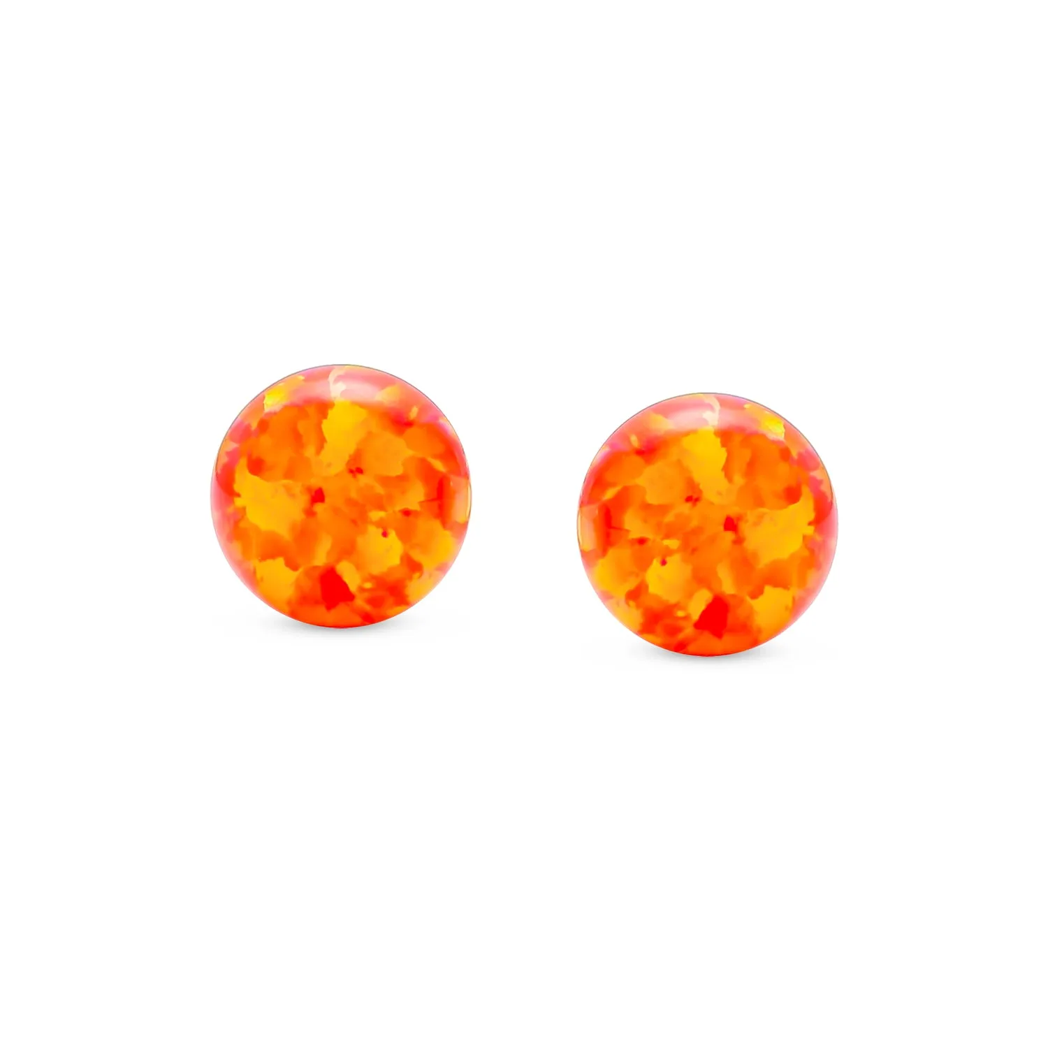 Minimalist Drop Ball Earrings with Opalescent Opal Beads - October Birthstone 6MM