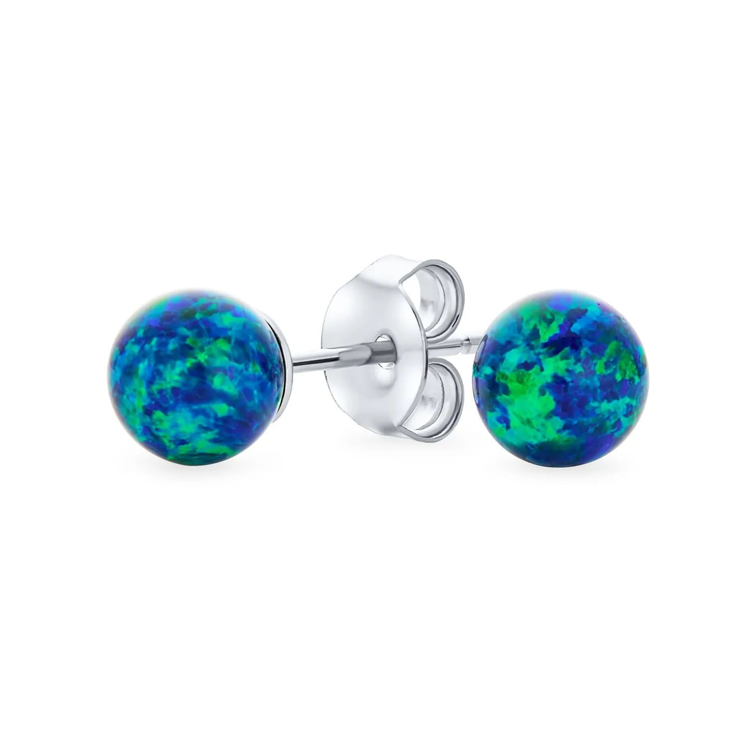 Minimalist Drop Ball Earrings with Opalescent Opal Beads - October Birthstone 6MM