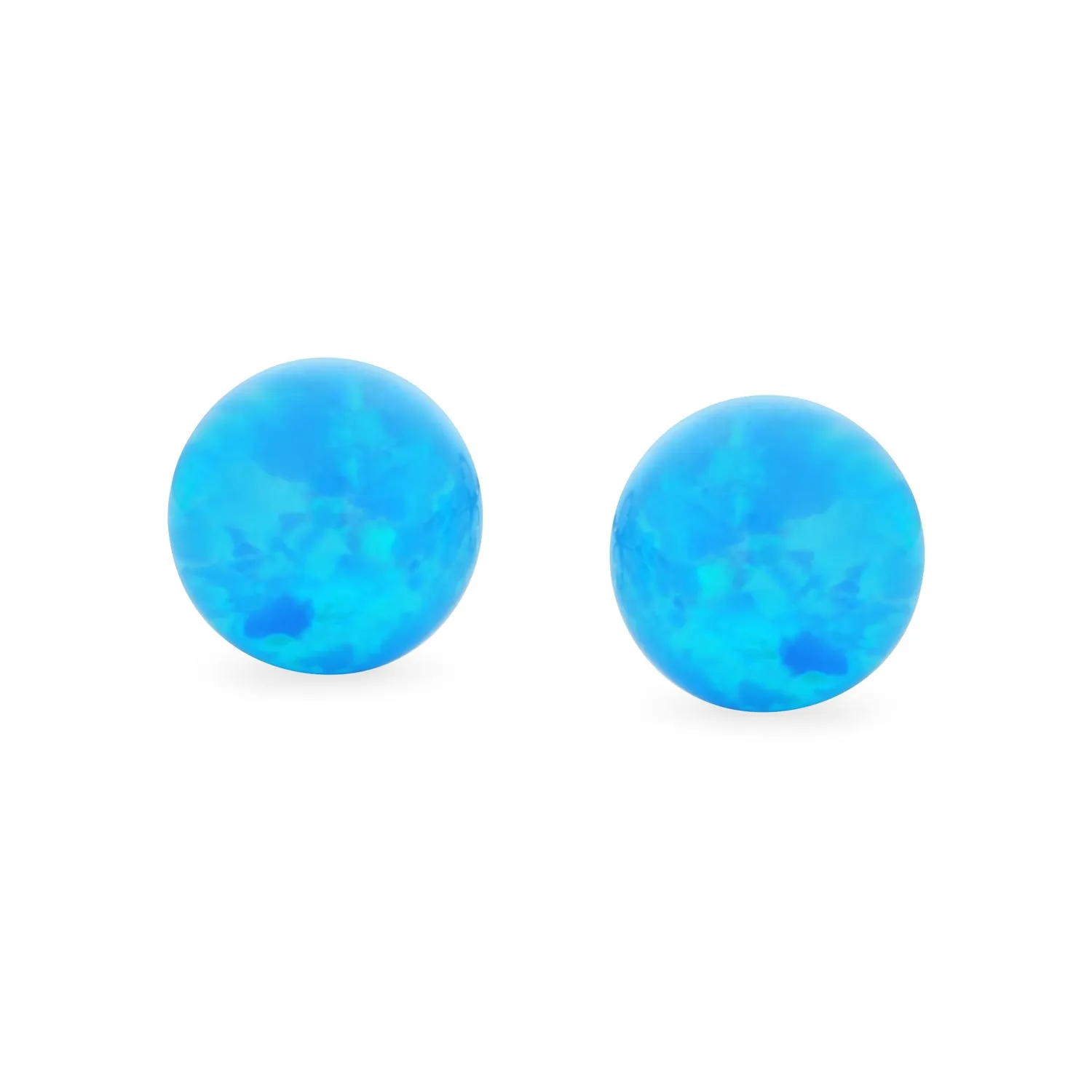 Minimalist Drop Ball Earrings with Opalescent Opal Beads - October Birthstone 6MM