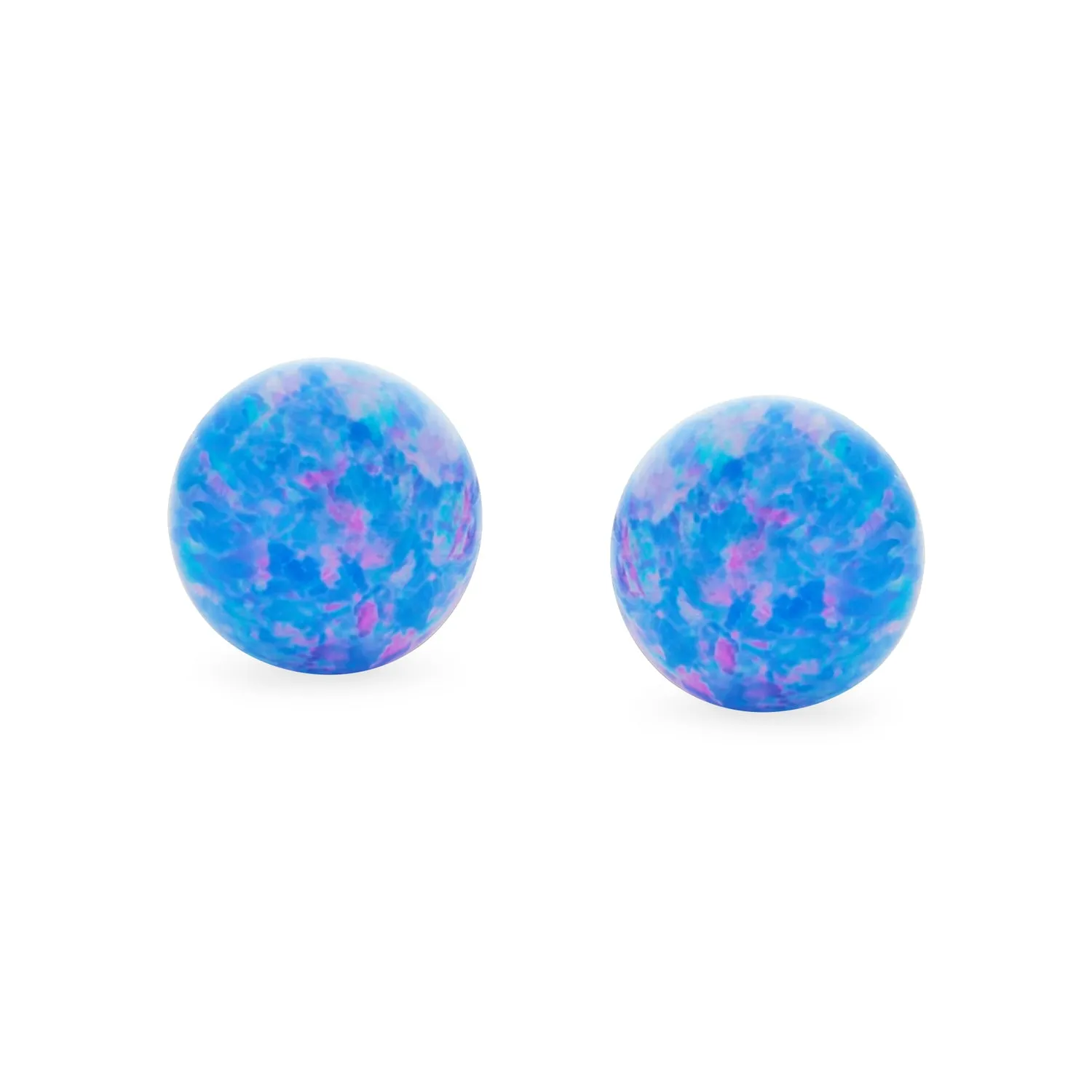 Minimalist Drop Ball Earrings with Opalescent Opal Beads - October Birthstone 6MM