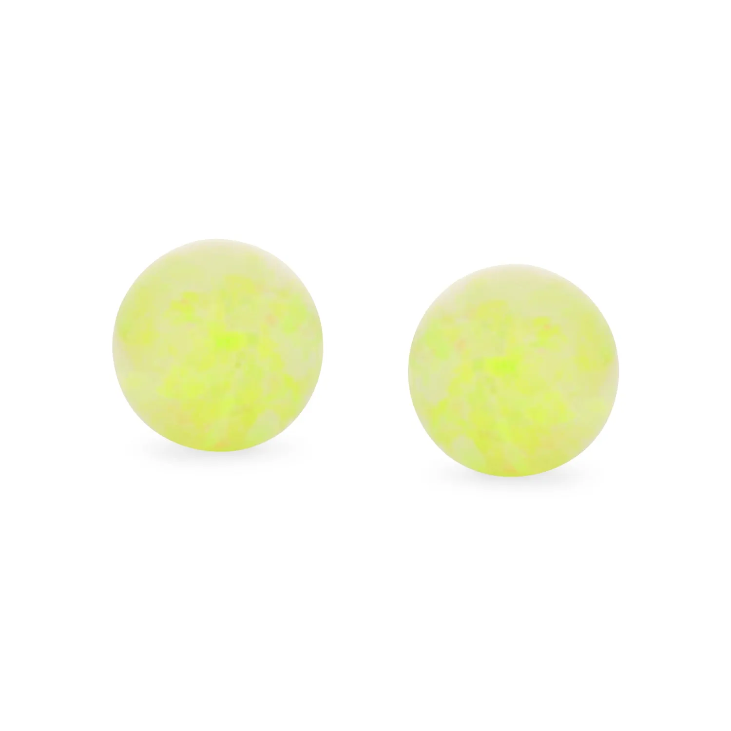 Minimalist Drop Ball Earrings with Opalescent Opal Beads - October Birthstone 6MM