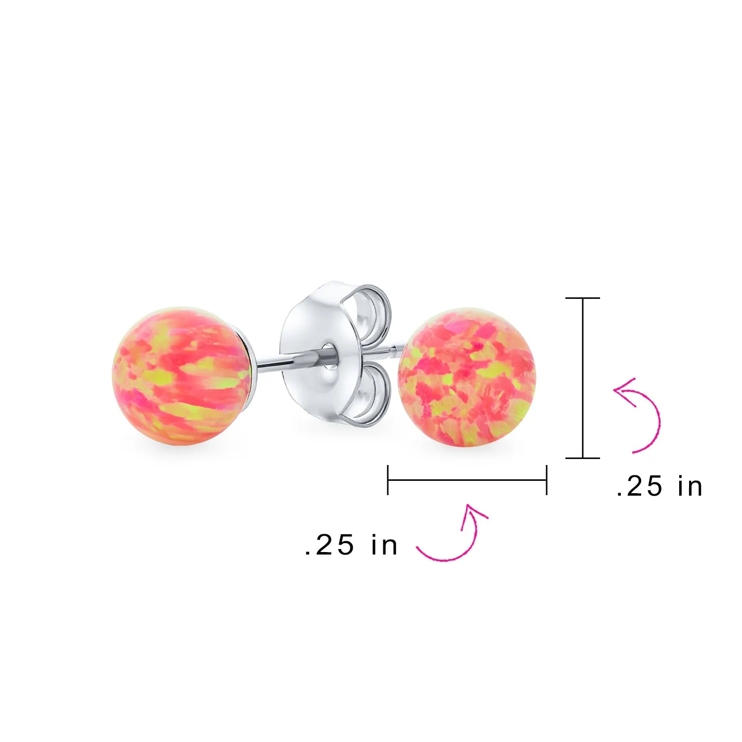 Minimalist Drop Ball Earrings with Opalescent Opal Beads - October Birthstone 6MM