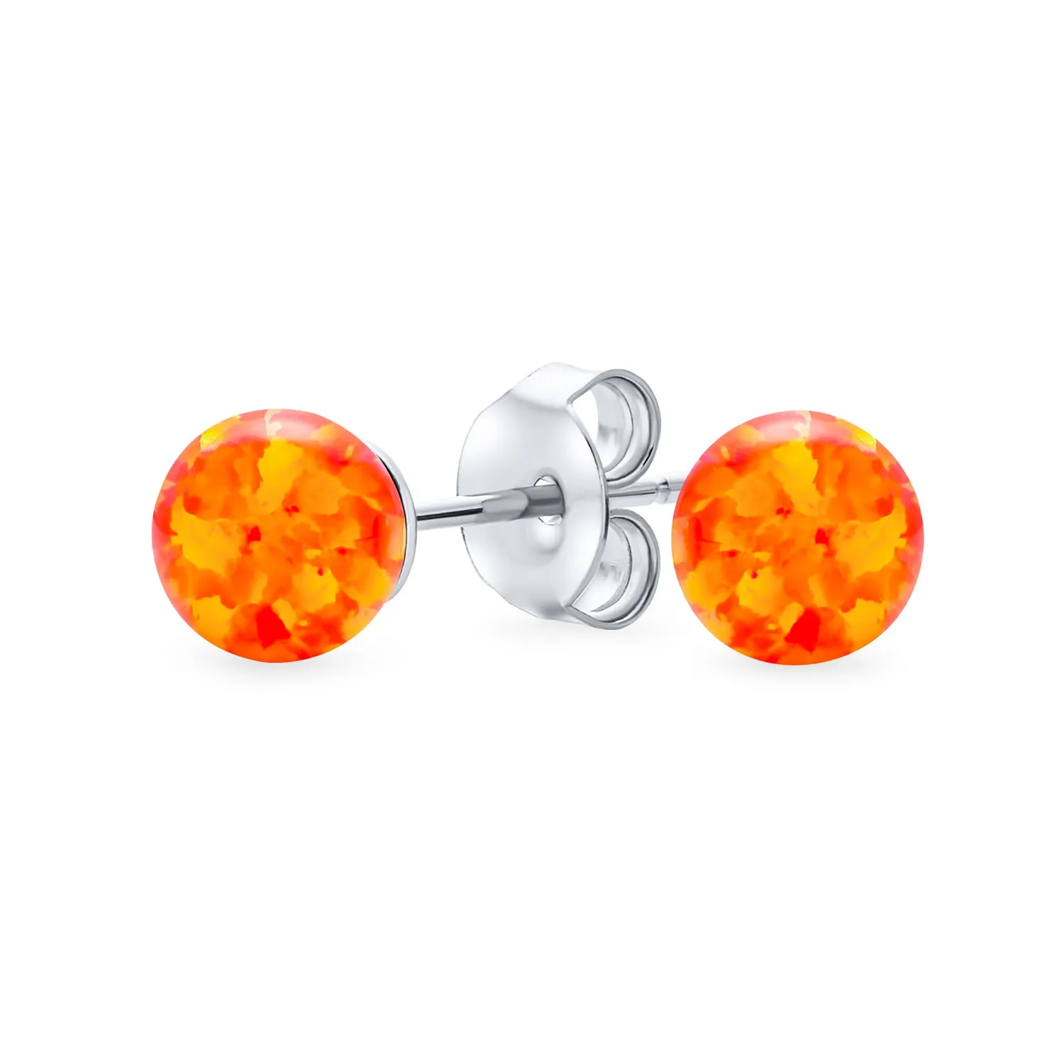 Minimalist Drop Ball Earrings with Opalescent Opal Beads - October Birthstone 6MM