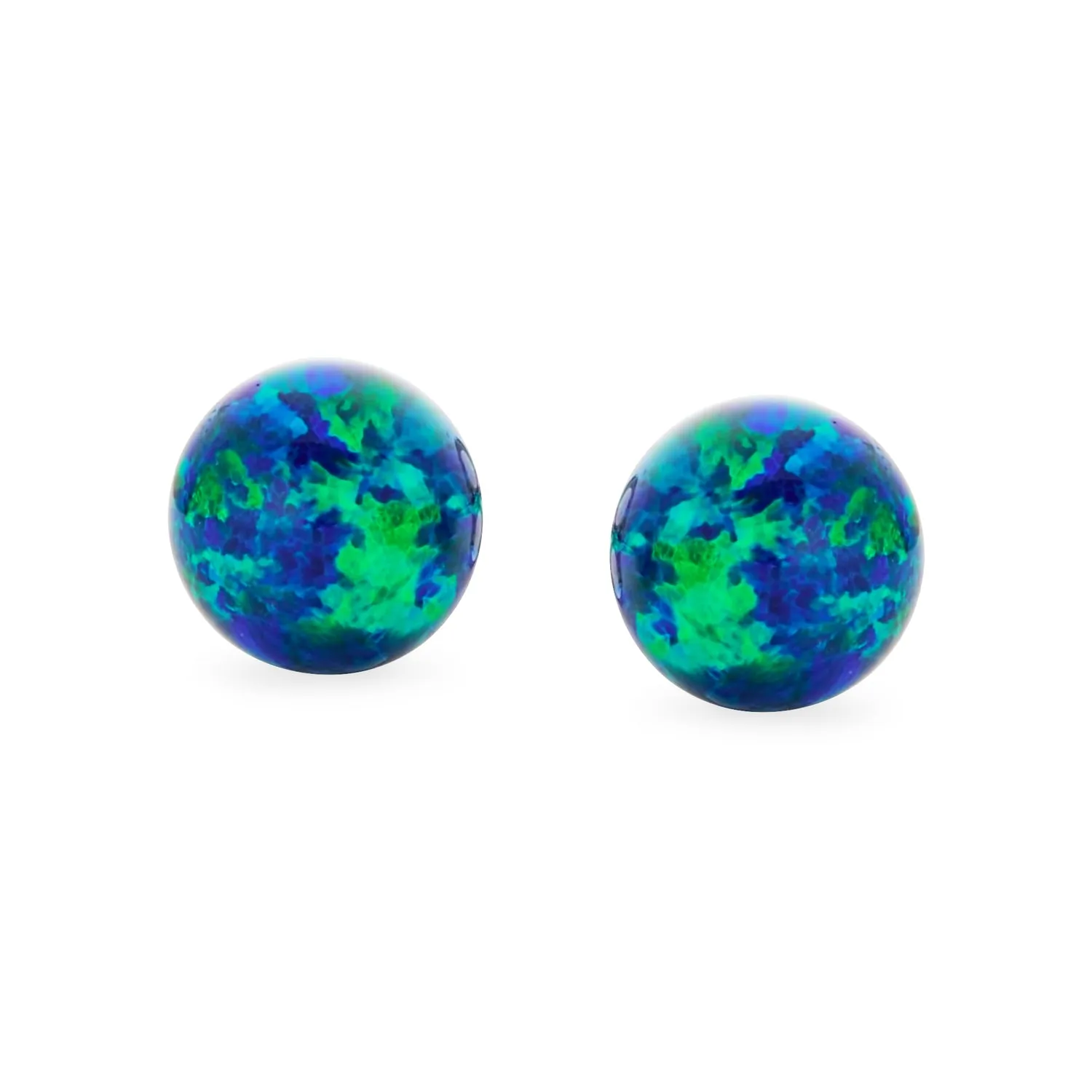 Minimalist Drop Ball Earrings with Opalescent Opal Beads - October Birthstone 6MM