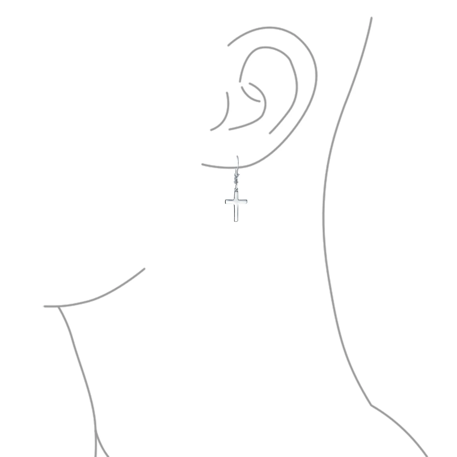 Minimalist Religious Cross Dangle Earrings 14K Gold Plated Sterling Silver