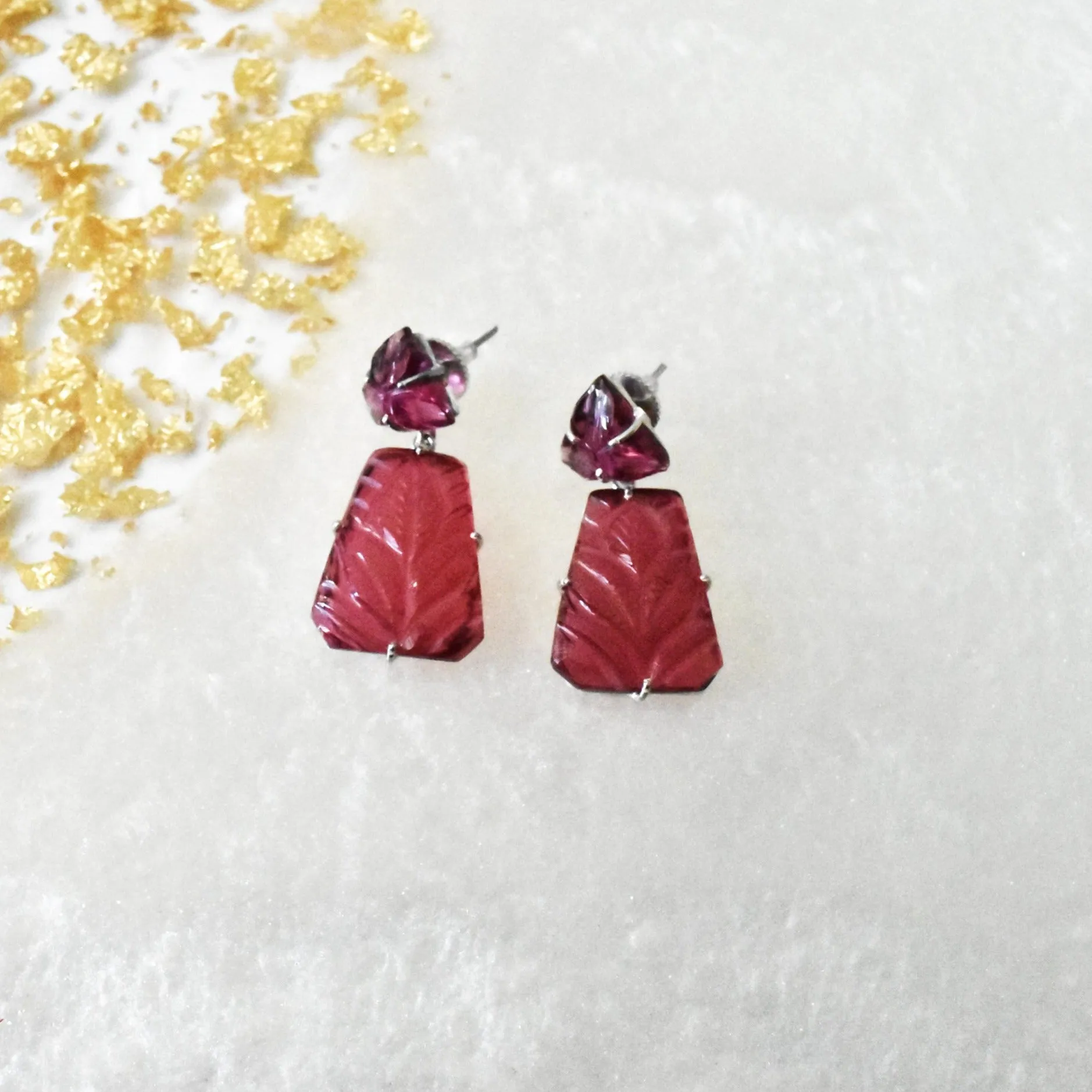 Misha Handmade Carved Stone Earrings