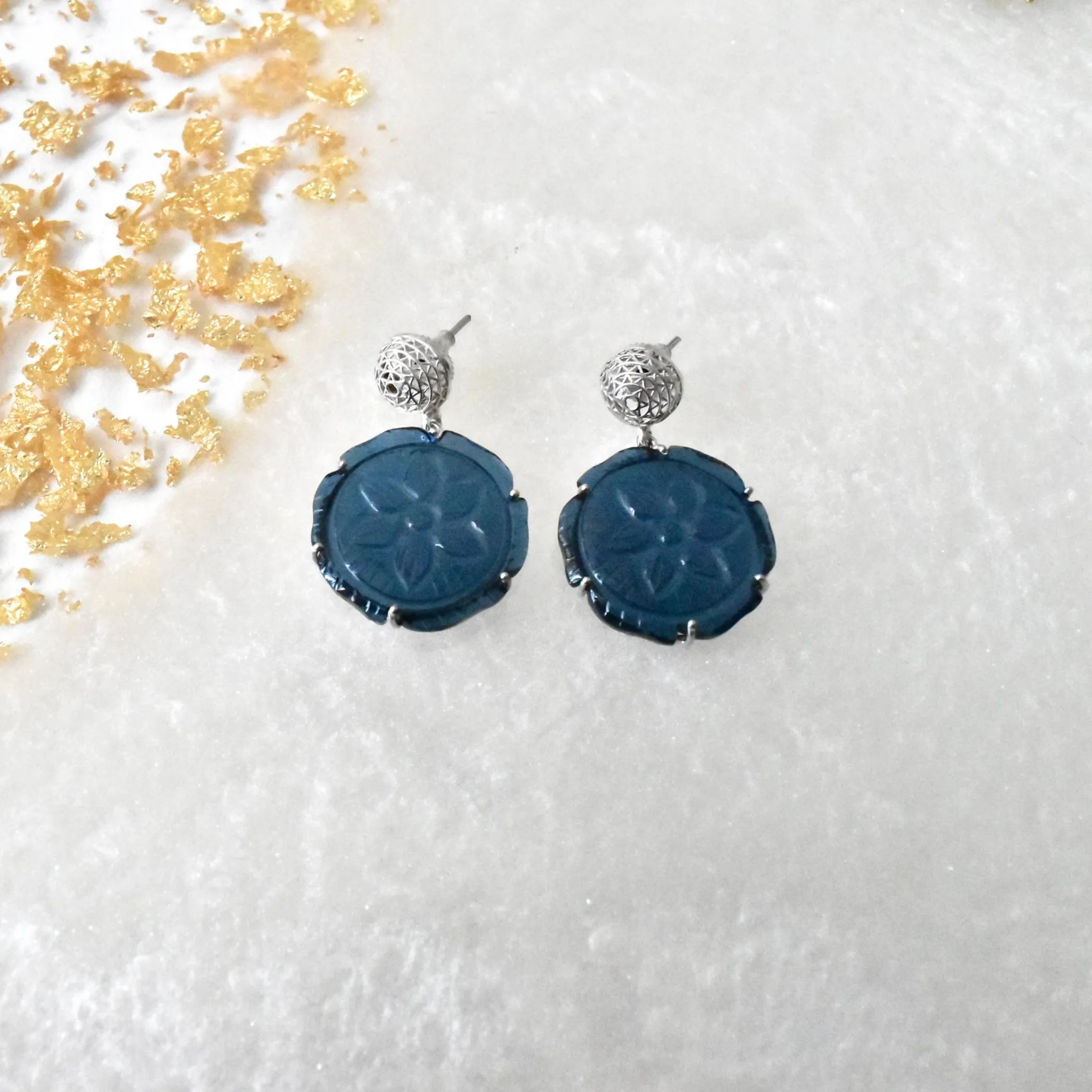 Misha Handmade Carved Stone Earrings