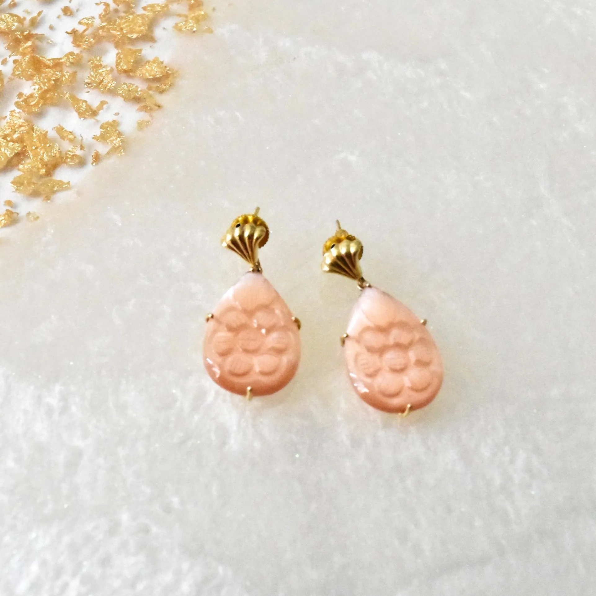 Misha Handmade Carved Stone Earrings