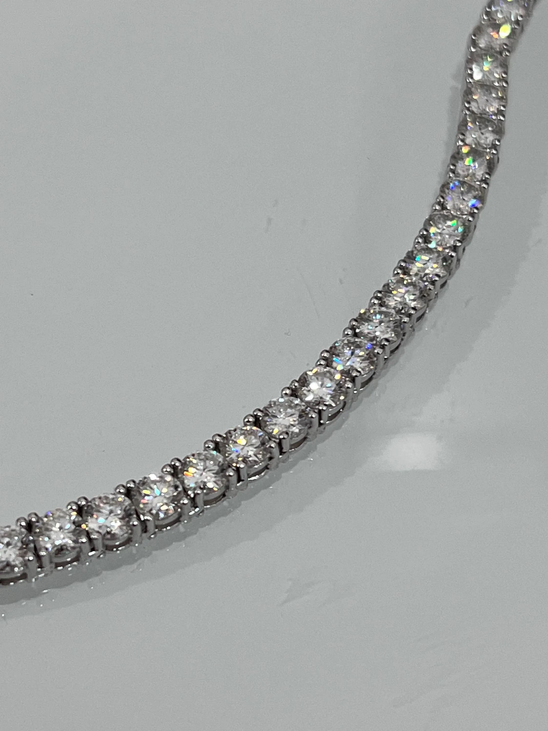 Moissanite White Gold Plated Tennis Necklace on 925