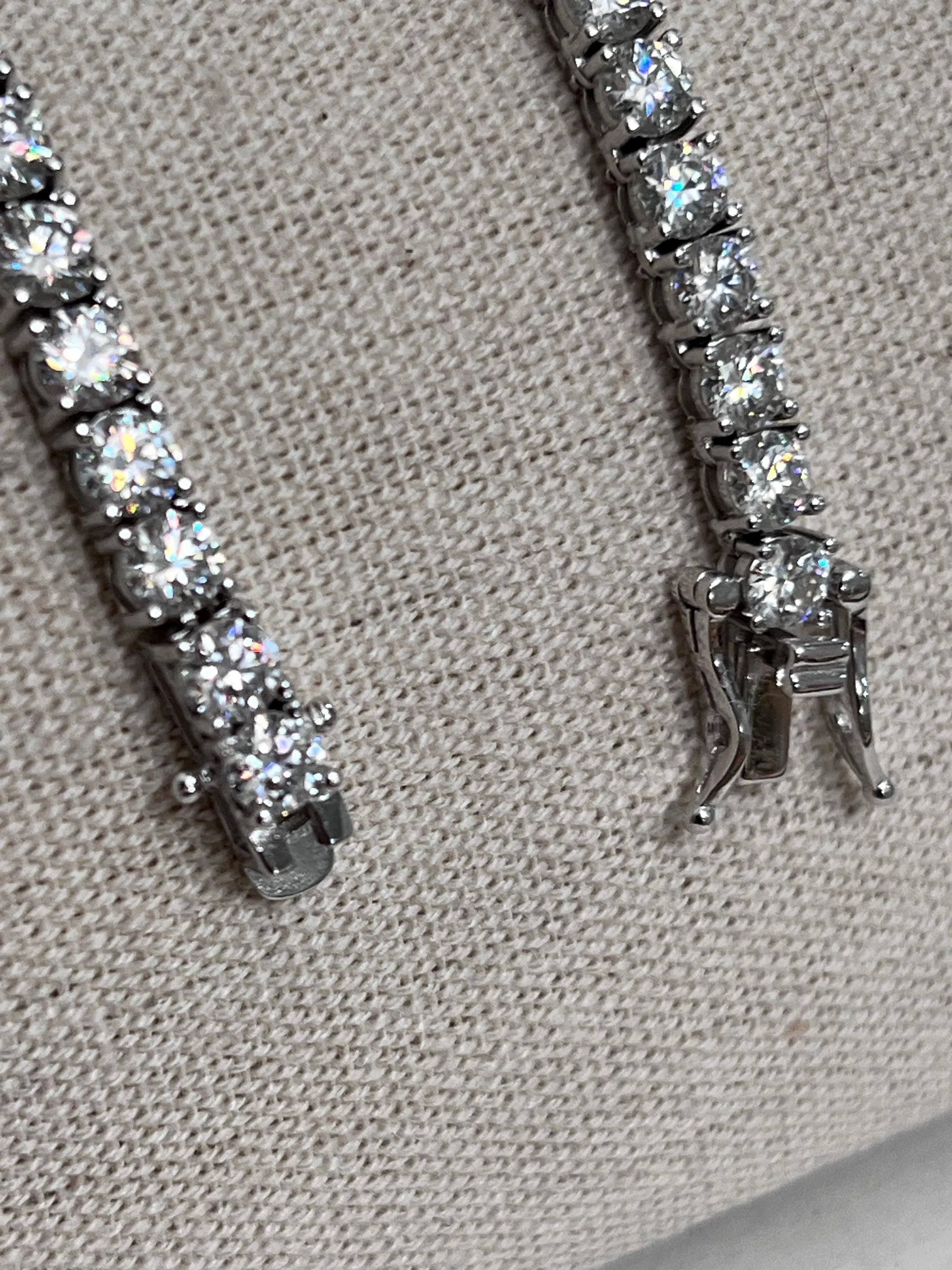 Moissanite White Gold Plated Tennis Necklace on 925