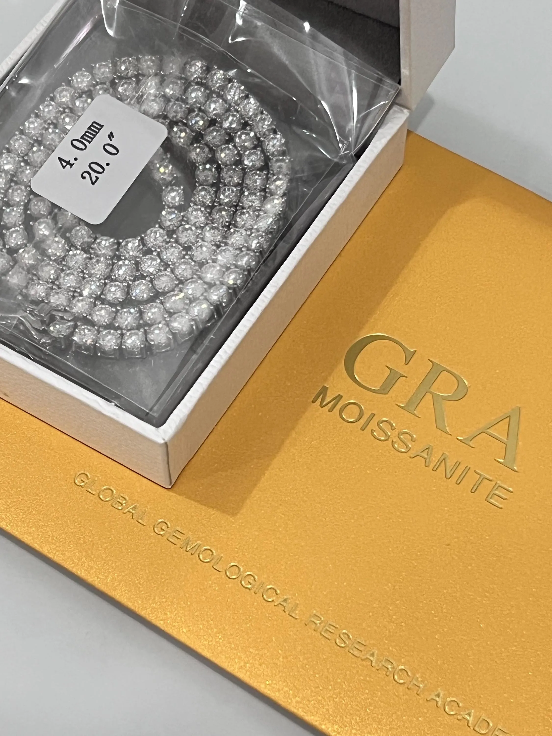 Moissanite White Gold Plated Tennis Necklace on 925
