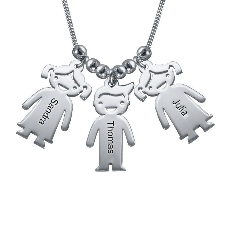 Mother Necklace with Personalised Children Pendants