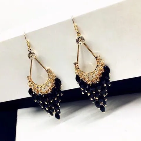 Mystic Water Drops Tassel Shinning Earrings