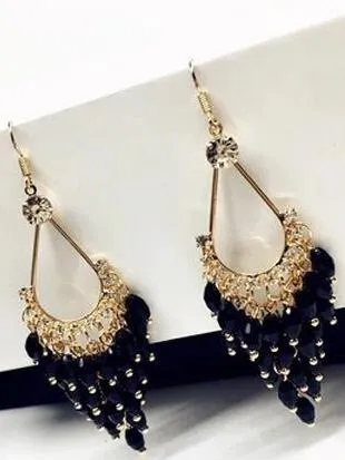 Mystic Water Drops Tassel Shinning Earrings
