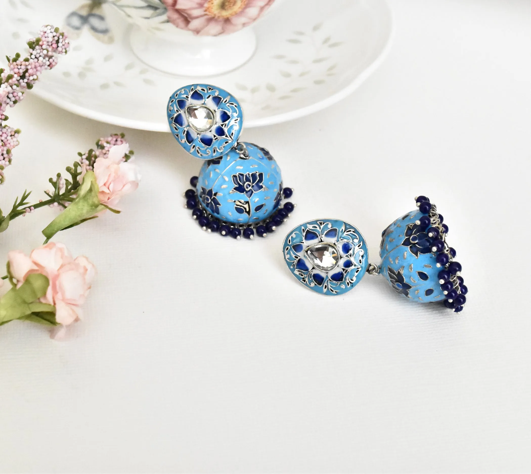 Neerja Meenakari Lotus Earrings