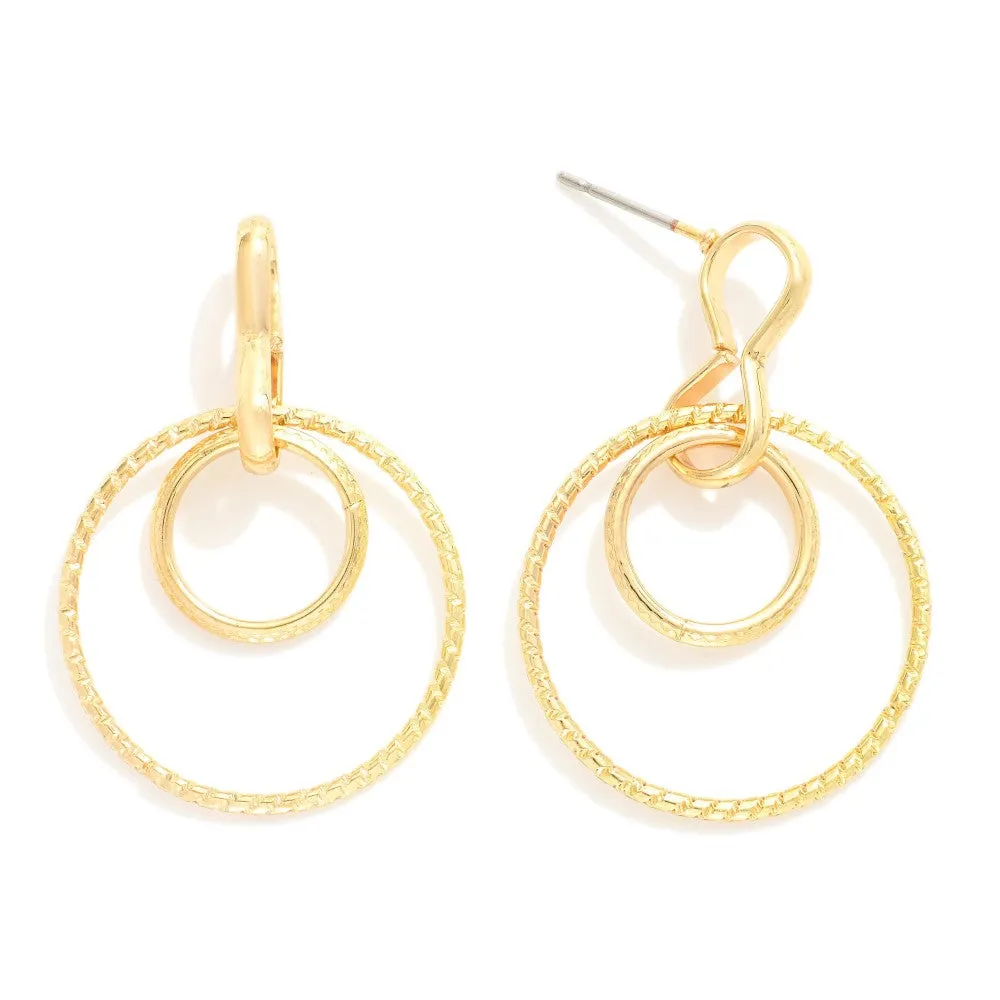 Nesting Metal Tone Hoop Post Drop Earrings