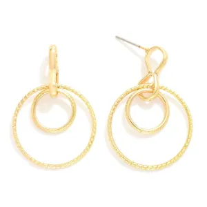 Nesting Metal Tone Hoop Post Drop Earrings