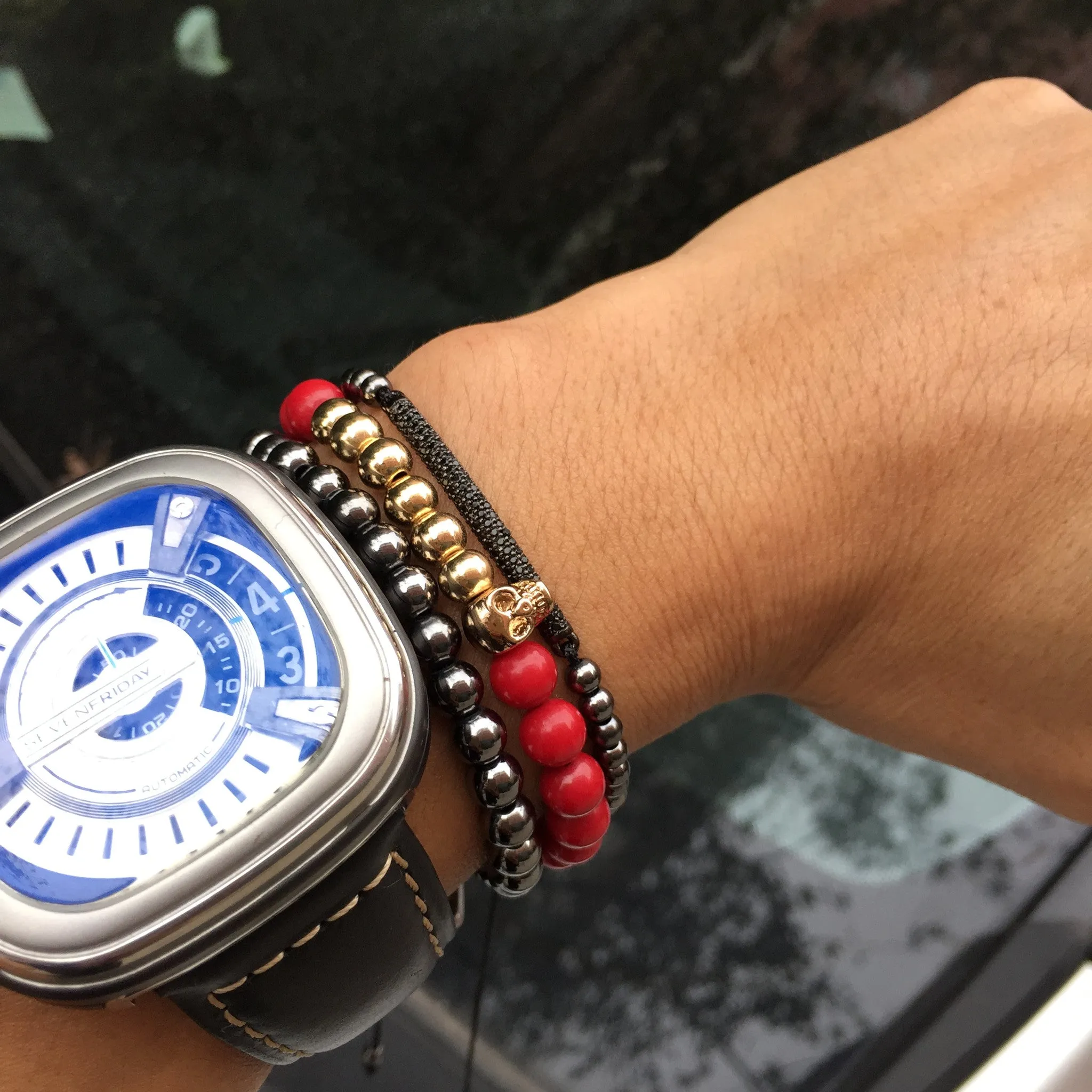 New Charm Bracelet Northskull Skull Fashion Men Women Girl Bracelets 6MM Red coral rock high quality