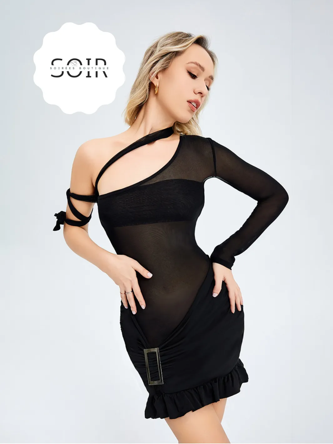 Noir Lustrous Lineament Dress