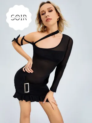 Noir Lustrous Lineament Dress