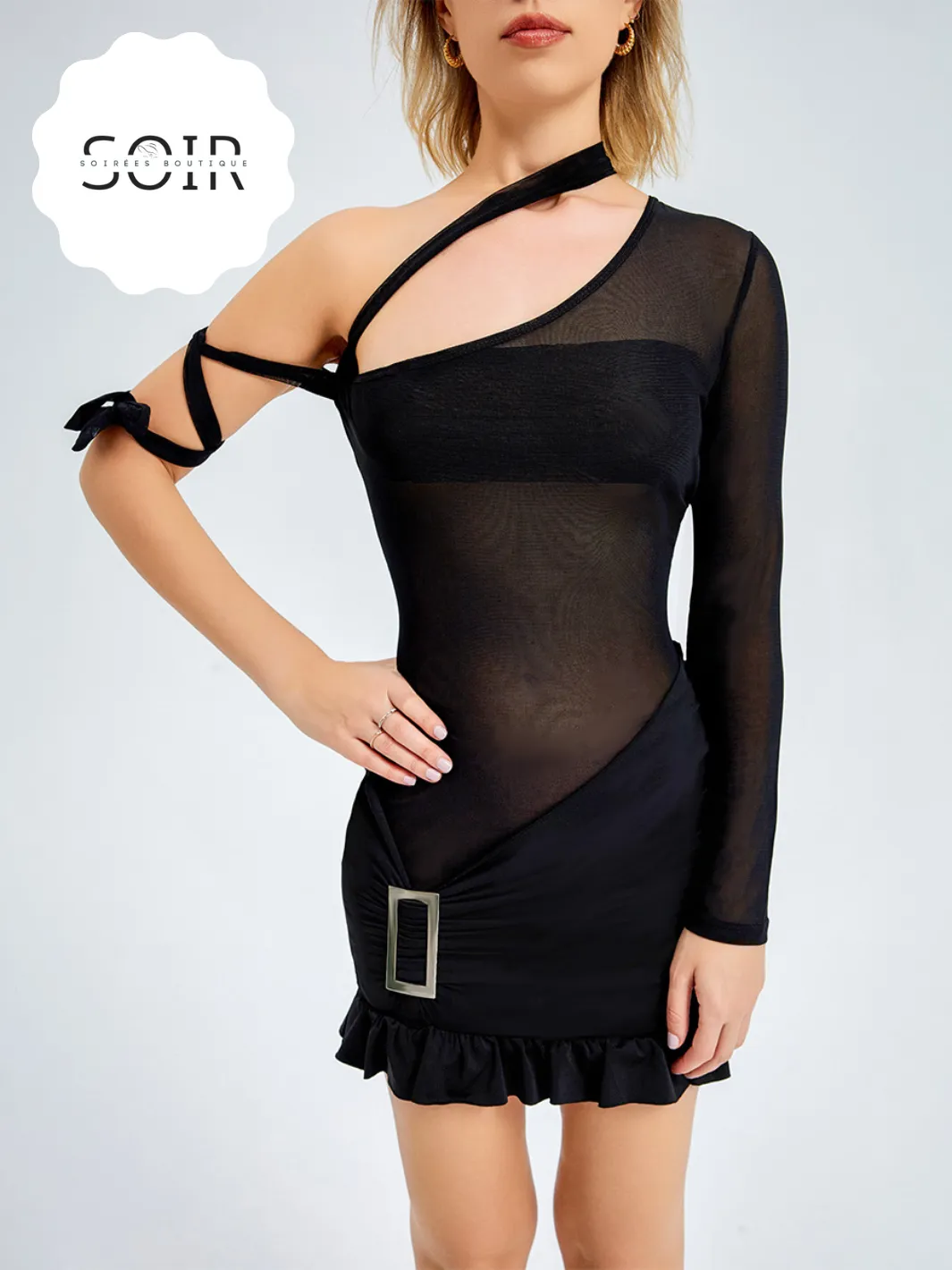 Noir Lustrous Lineament Dress
