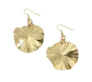 Nu Gold Lily Pad Earrings - Gold Tone Leaf Earrings