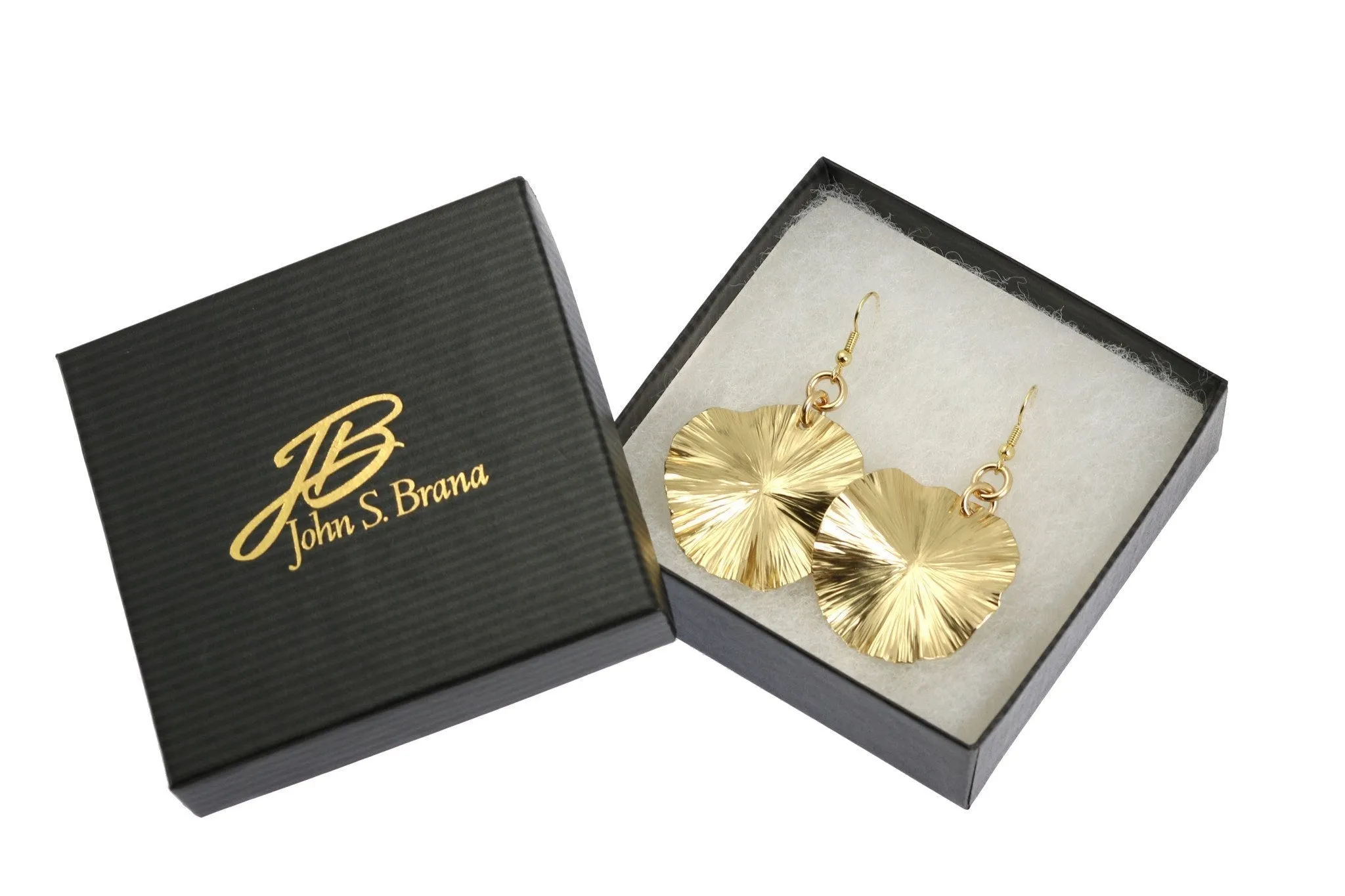 Nu Gold Lily Pad Earrings - Gold Tone Leaf Earrings